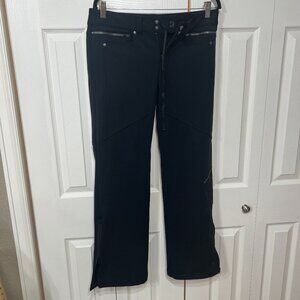 Athleta Soft Shell Fleece Lined Ski/Snow Pant Wide Leg Wm6 zip drawstring Black